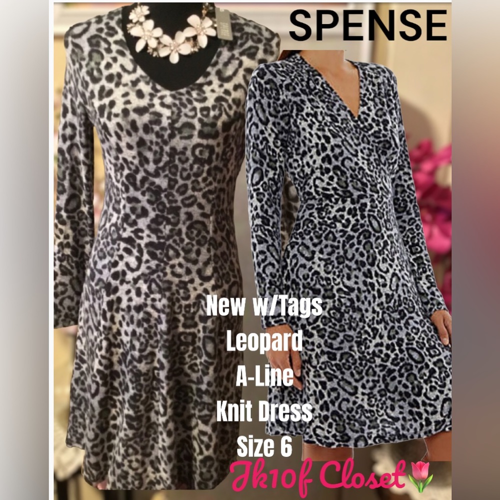 LOWEST🌺 NWT SPENSE Sz6 LEOPARD A-LINE BUTTERY KNIT DRESS